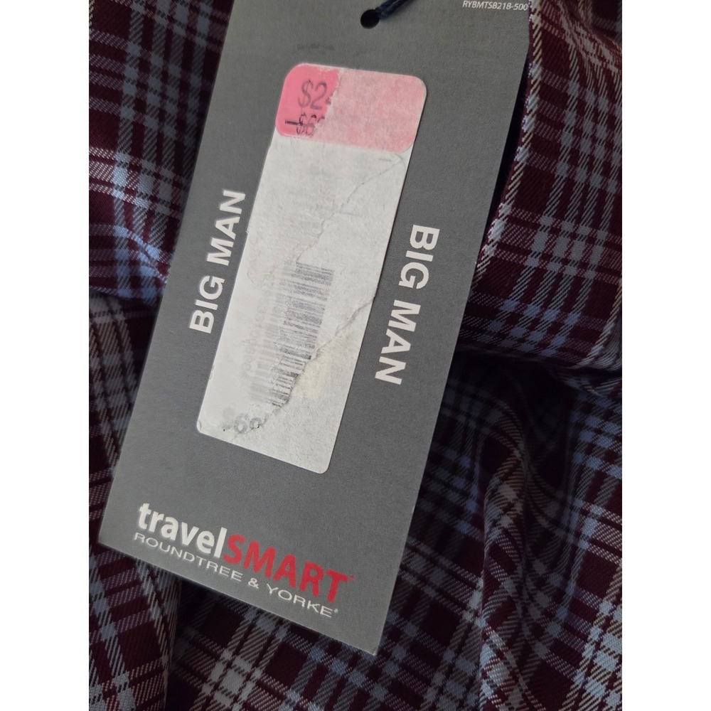 NWT Roundtree & Yorke TravelSmart Mens 2XB Big Blue Maroon Button Up Easy Care - Picture 9 of 9